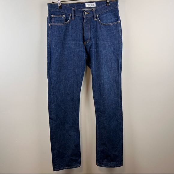 Gustin Other - Gustin Straight Selvedge Raw Denim Jeans Mens 34x32 Dark Indigo